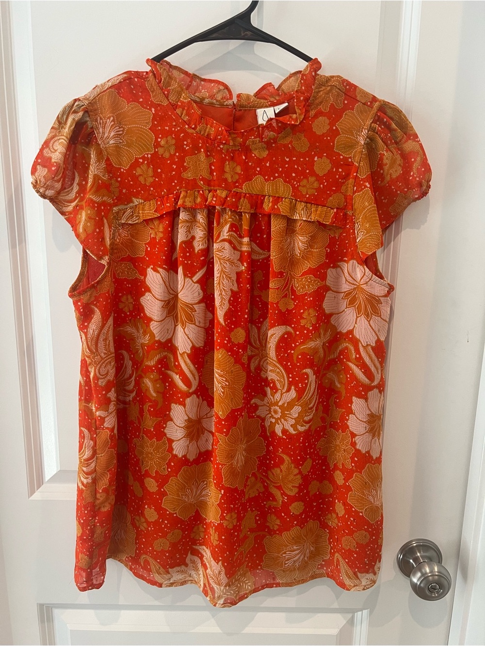 Joie Floral Ruffle-Neck Blouse Size Medium